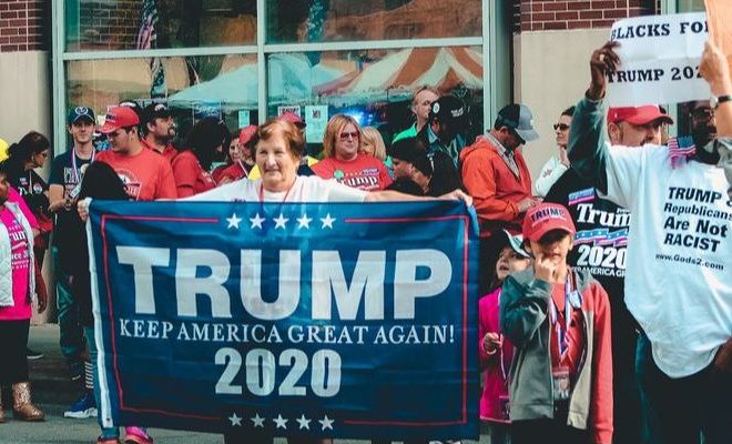 People protesting for keeping America great again